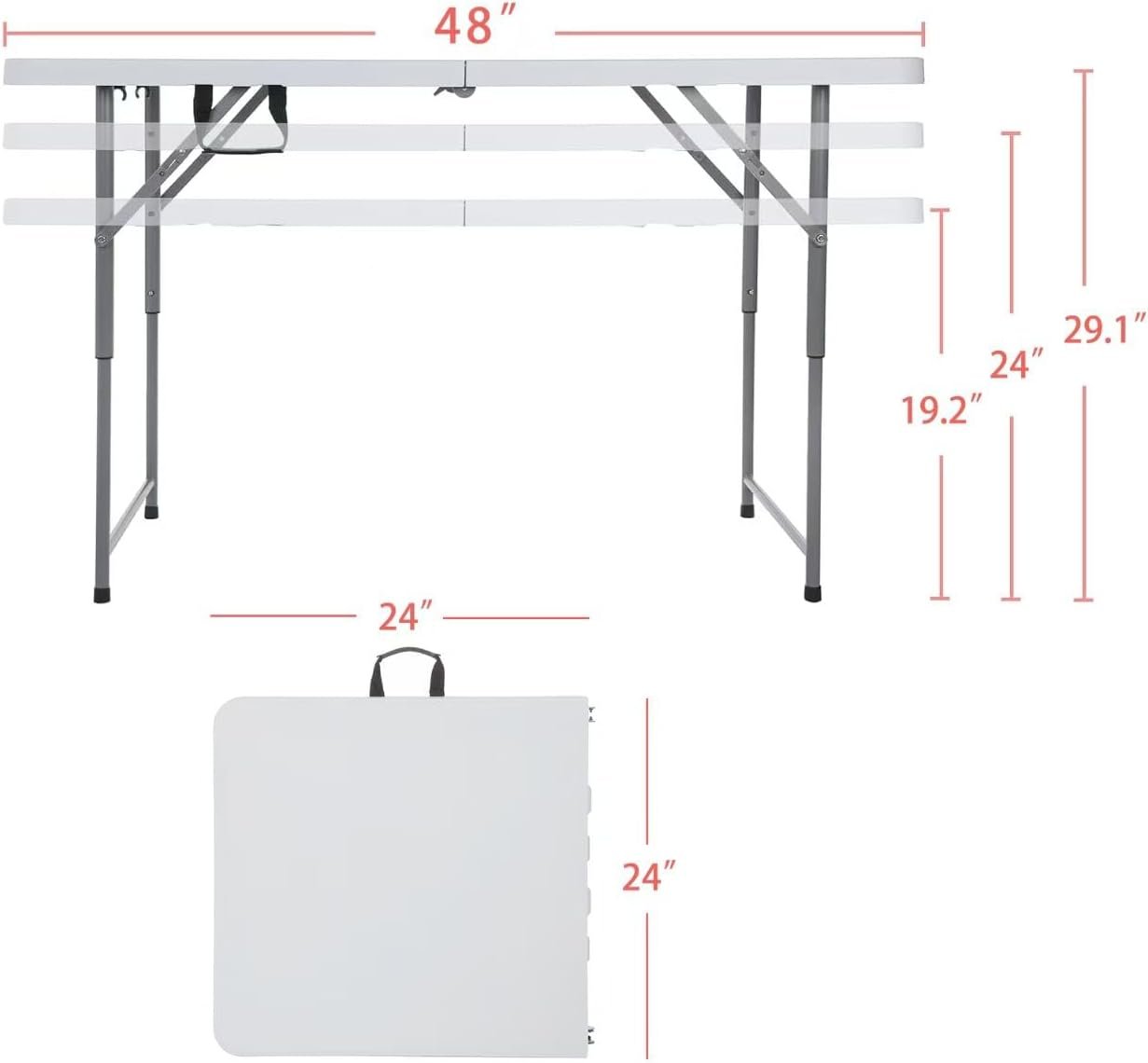 4ft Folding Table Outdoor Picnic Table Barbecue Camping Tables Courtyard Leisure Portable Tables Balcony Table - Image 2